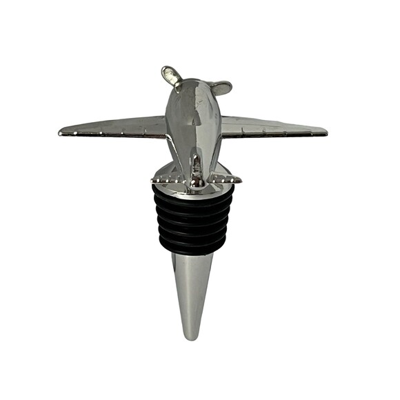 Airplane Wine Stopper - Preserve Freshness in Style - Unique Metal Bottle Sealer - Picture 4 of 5